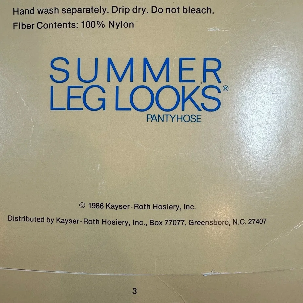 VTG Summer Leg Looks Kayser-Roth Hosiery Long Black Sandalfoot Patterned 1986